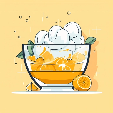 Create a vector-style clipart with simple lines depicting close-up sorbets, arranged in a semi-circle. Focus on a mouth-watering mango flavor. Use bright and appetizing colors to bring this refreshing dessert to life. The background must be white to highlight the minimalist and contemporary design of the illustration