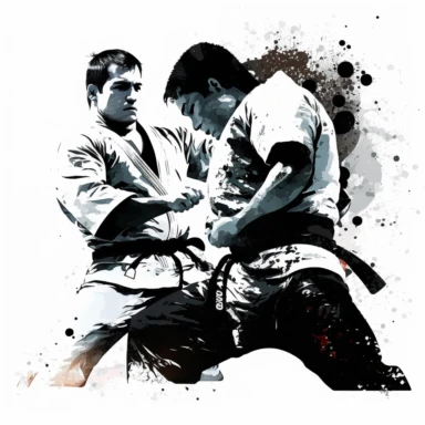 Two brazilian jiu jitsu fighting, clipart, white background