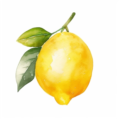 lemon watercolour painting clipart, white background, no text