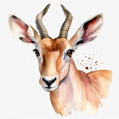 Antelope, watercolor clipart, white background