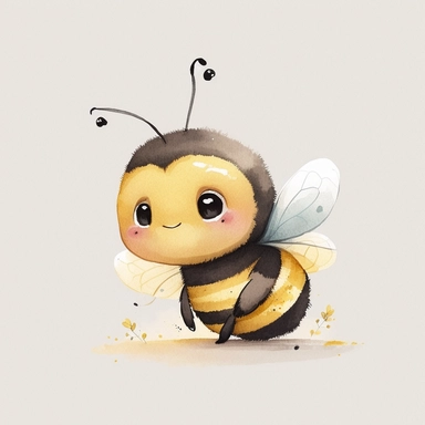 detail cute disney bumble bee watercolour art style nursery clipart, plain background