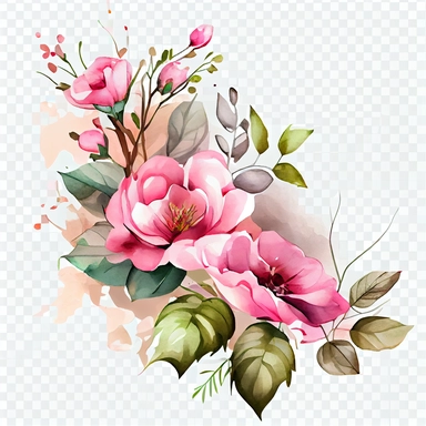 pink flowers watercolor illustration, handpainting, Greeting card Birthday Flower Wish Rose, Hand-painted flowers transparent background PNG clipart