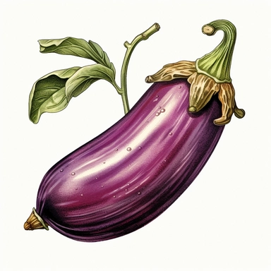 Clipart of eggplant in the style of 1930 vintage realistic drawing
