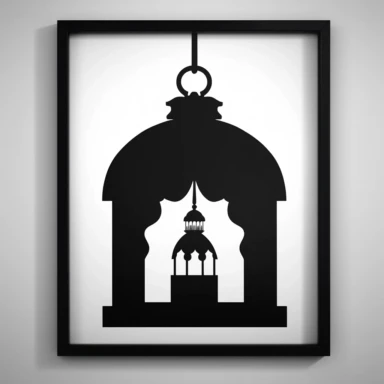 a clipart of a lamp icon silhouette style islamic lamp concept seamless flat pattern, in the style of steel/iron frame construction, fatima ronquillo, luxurious wall hangings, arched doorways, tinkercore, gothic realism, arts & crafts