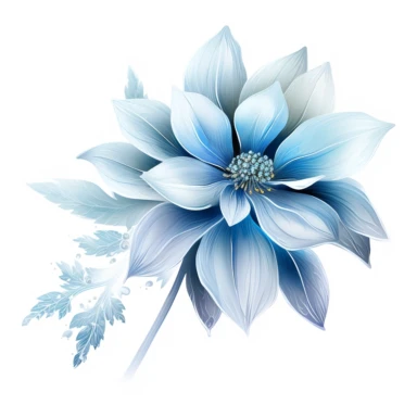 one winter flower clipart. frost, ice, white background q-- 5