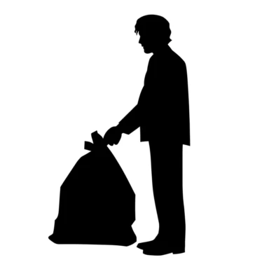 minimalist, trash bag pictogram, one color, vector illustration, simple, basic, vector, digital artwork, clipart, on completely white background, simplified vector illustration,