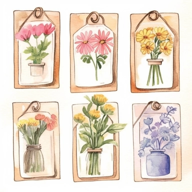 Craft a personalized hand-drawn watercolor clip art image portraying a family gift niche with birth flowers. Customize the image for a family of four: a April baby (Daisy), a June baby (Honeysuckle), a September baby (Morning Glory), and a November baby (Cosmos). Add a heartfelt quote or message beneath the niche, emphasizing the bond and love shared among the family members, creating a touching and sentimental artwork.