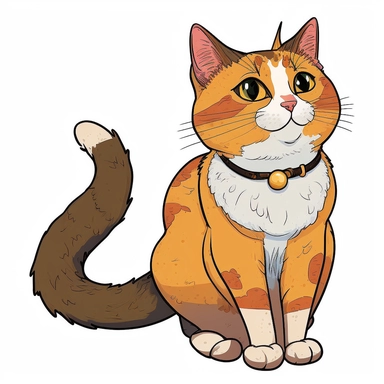 cartoon of mutt mixed cat, cute, funny, clipart style, vector style, white background