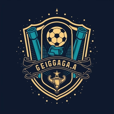 create a logo for a futsal team called goal diggers that includes a spade and a football, shield shape with banner. flat style, clip art, simple logo design,