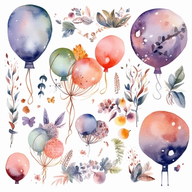 happy new year theme watercolor clipart white background
