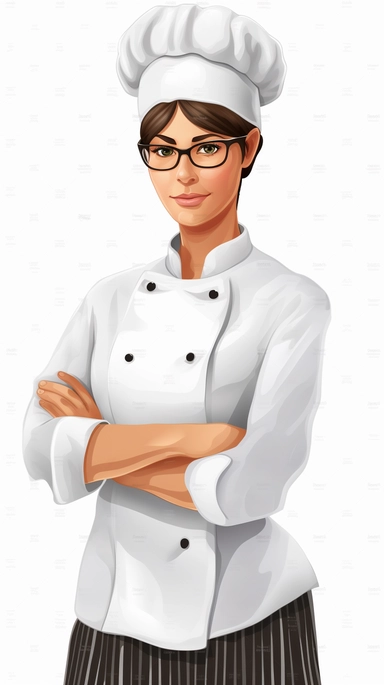 a chef male or female, clipart style, white background