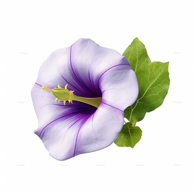single full bloom morning glory clipart, hd, isolated on white background, spaced out , ar 3:2 s 1000