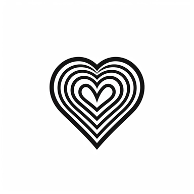 a black and white heart with a spiral design
