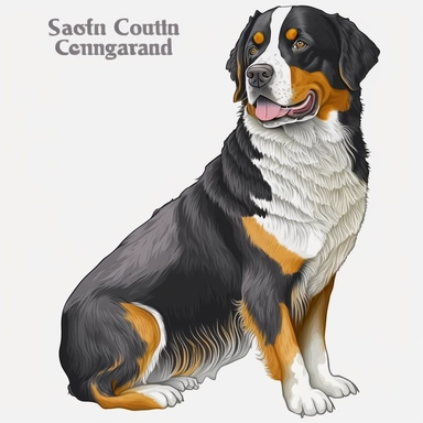 Cute Happy face Beautiful Greater Swiss Mountain Dog Full body Vector Sublimation Clipart,Cartoon,hyper realistic, intricate detail, illustration style,high solution,on the white background