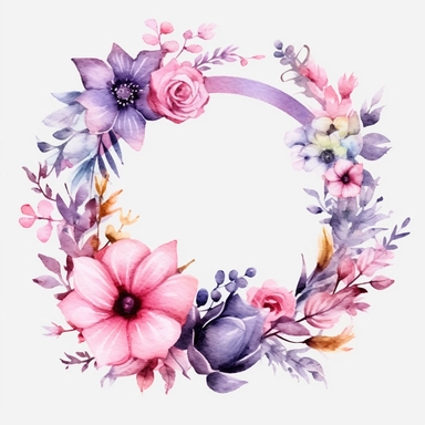 watercolor half floral wreath, clipart