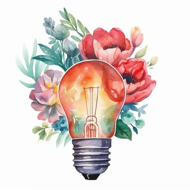 Watercolour Floral Light Bulb Clipart