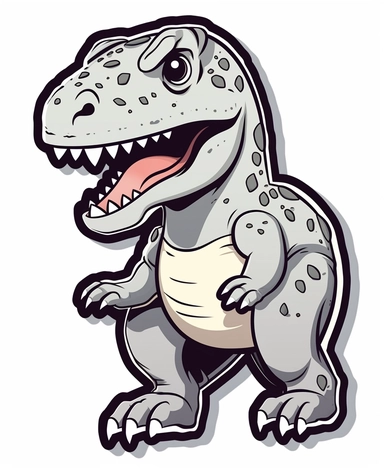 Isometric Sticker Clip Art of a cute T-Rex for Childrens Coloring Book, simple vector lines, children friendly, illustrated in a playful and style in black lines with white background, perfect for any special occasion, cut out in the shape of a T-Rex, with no visible background, giving it the appearance of a sticker, conveying a mystical and whimsical mood, edited with Adobe Photoshop to adjust brightness and contrast, rendered as a transparent PNG file with a high resolution to ensure a crisp a