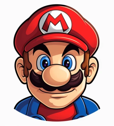 nintendo mario logos free graphics design for facebook clipart graphics for facebook, in the style of caricature faces, simplified and stylized portraits, white background, expressive facial animation, ue5