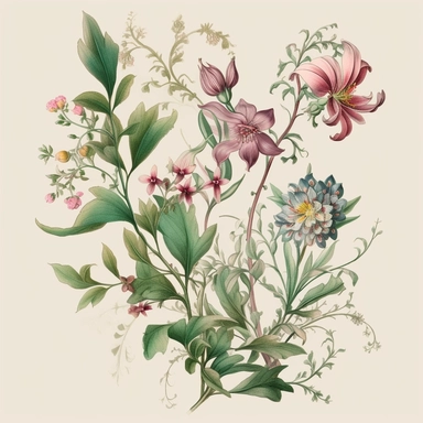 single stalk of wildflower, bottom left-hand corner scroll ideal for wedding stationery, clipart