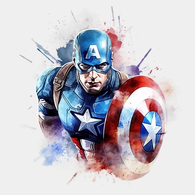 Watercolor captain america, Clipart, sticker