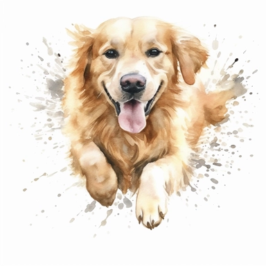 Watercolor golden retriever Dog Clipart,running, white background