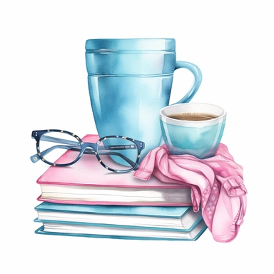 soft baby blue or a relaxing shade of teal illustration clipart planner girl book stack pink purse coffee cup clip art pink glass with lashes