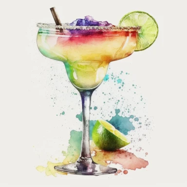 Cocktail Clipart, margarita, watercolour style, white background, no text in PNG file