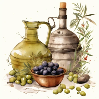 Olive oil. Vintage, Artistic, clipart, detailed