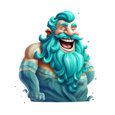 happy neptune clipart, 8K quality, ultra detailed clipart, without signature and without meaningless lines, clipart, white background, High Quality clipart, no writting background, no writting, realistic , ultra detailed
