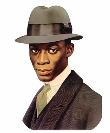 Vintage 1920 Portrait of a black Gentelman in a watch cap Hat Illustration , Chromolithograph, Die Cut, 1920s Illustration, Vintage, Chromolithograph, Colorful, Antique, Ephemera, Clipart, 8k, Isolated on white
