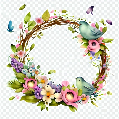 Easter wreath, Disney animation, watercolor, clipart, white background, no background, clipartmax,