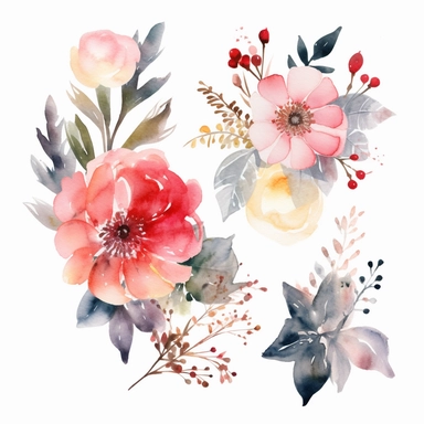 happy new year theme watercolor clipart white background