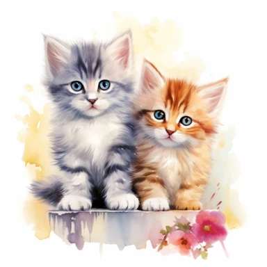 watercolor clipart of kittens