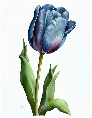detailed watercolorart large garden blue tulip bulb no leaves , isolated on white background, realistic, clipart