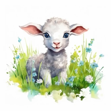 cute lamb grazing in the meadow clipart, original hand drawing, watercolor, understated and flawless for t shirt and cup printing, happy cute smily, transparent background, realistic painting, portrait without writing , style of the artwork, mood of the artwork, vector, contour , white background, 8K quality, ultra detailed , without signature and without meaningless lines, clipart, white background, High Quality, no writting background, no writting, ultra detailed, no symbol, without logo and e