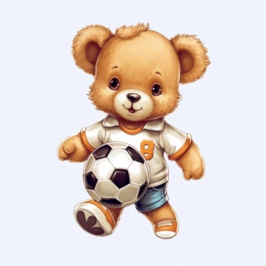 Cute Teddy Bear Clip Art, sticker, different move, wearing clothes, white background, 4K, playing Football
