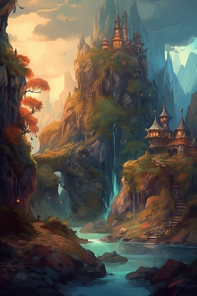 realistic clipart of enchanted curse landscape, digital painting