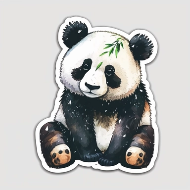 Panda Sticker Style Clipart, 8K, HD, With white background, watercolor,