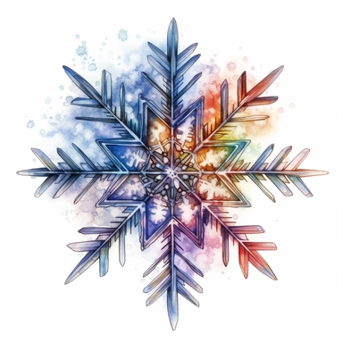 HIGHLY DETAILED HIGHLY INTRACATE WATERCOLOR CLIPART ILLUSTRATION OF A SINGLE BEAUTIFUL SNOWFLAKE DO NOT MAKE A SATURATED IMAGE
