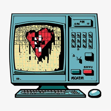 y2k simple computer screen with error messages clipart