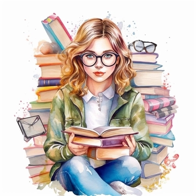 Watercolor Bookworm Life Clipart, PNG Clipart, Illustration clipart, 4K, extremely detailed Sublimation Clipart,Cartoon,hyper realistic, intricate detail, illustration style,high solution,on the white background