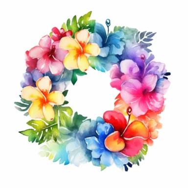 watercolor lei clipart on white background /fast