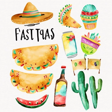 Fiesta clip art - Taco Clip Art - Cinco De Mayo Clip Art - Watercolor clip art