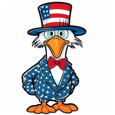 Proud Turkey with a patriotic hat and patriotic tie, clear eyes, kiss-cut, vector, clipart, isolated, no background, .75 gutter,
