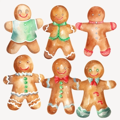 watercolour gingerbread man clipart Christmas