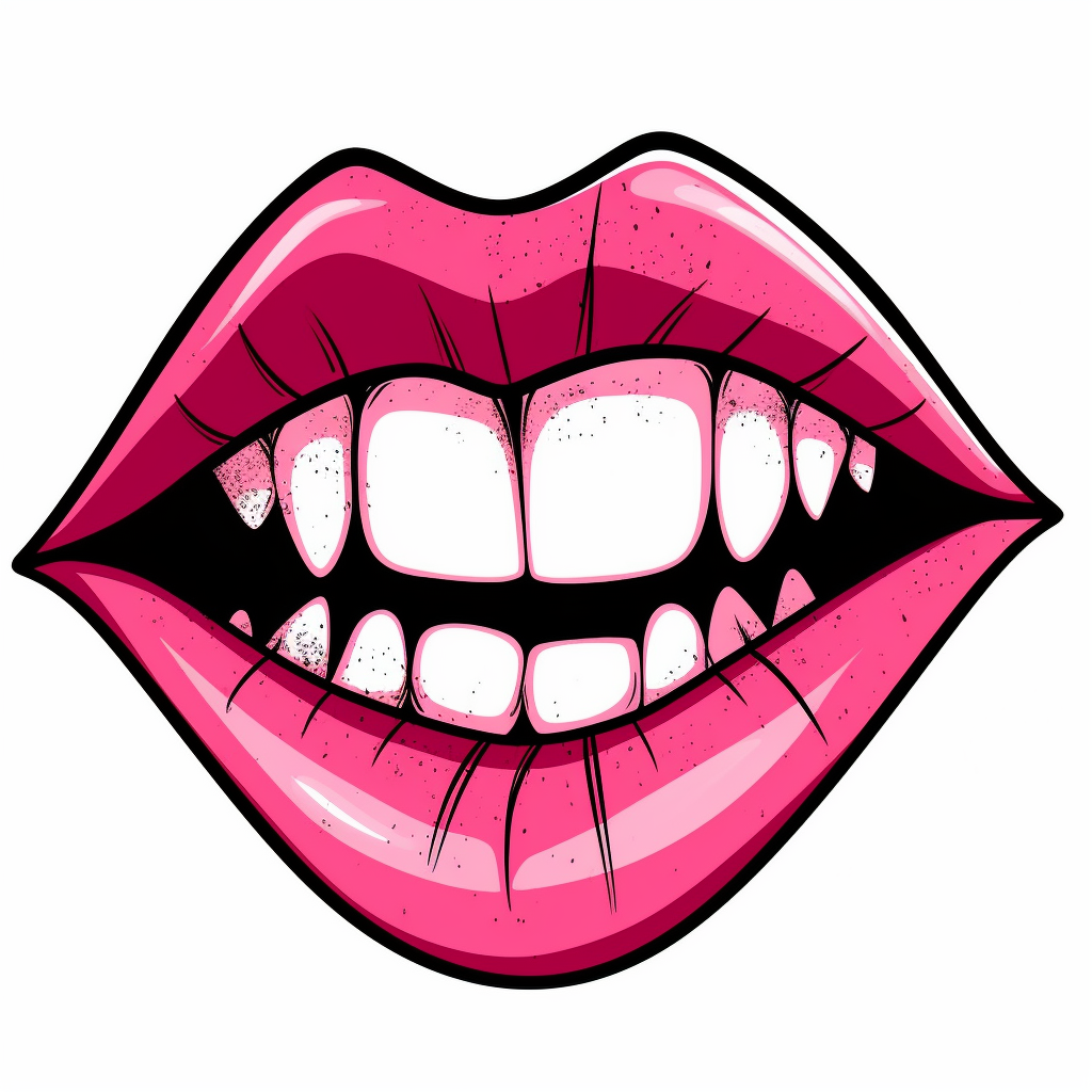 Hand drawn clip art on white background of: vampire lips with fangs ...