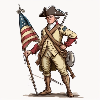 american revolution soldier clipart cartoon realistic accurate patriot, white background