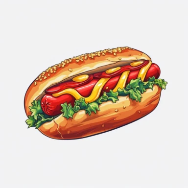 hotdog clipart, cartoon style, no background