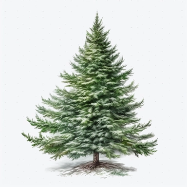 Christmas tree clipart, hd, on white background, spaced out, ultradetailed hd, oil painting, lateral view, clipart, transparent background, clear background, green leaves, high resolution, watercolor, vector, 12k, 300 dpi, 12: 12 ratio