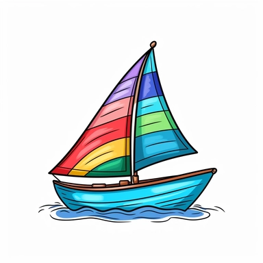 A clip art image of colorful doodle boat cartoonish isolated white background, minimalist, 8K, C20